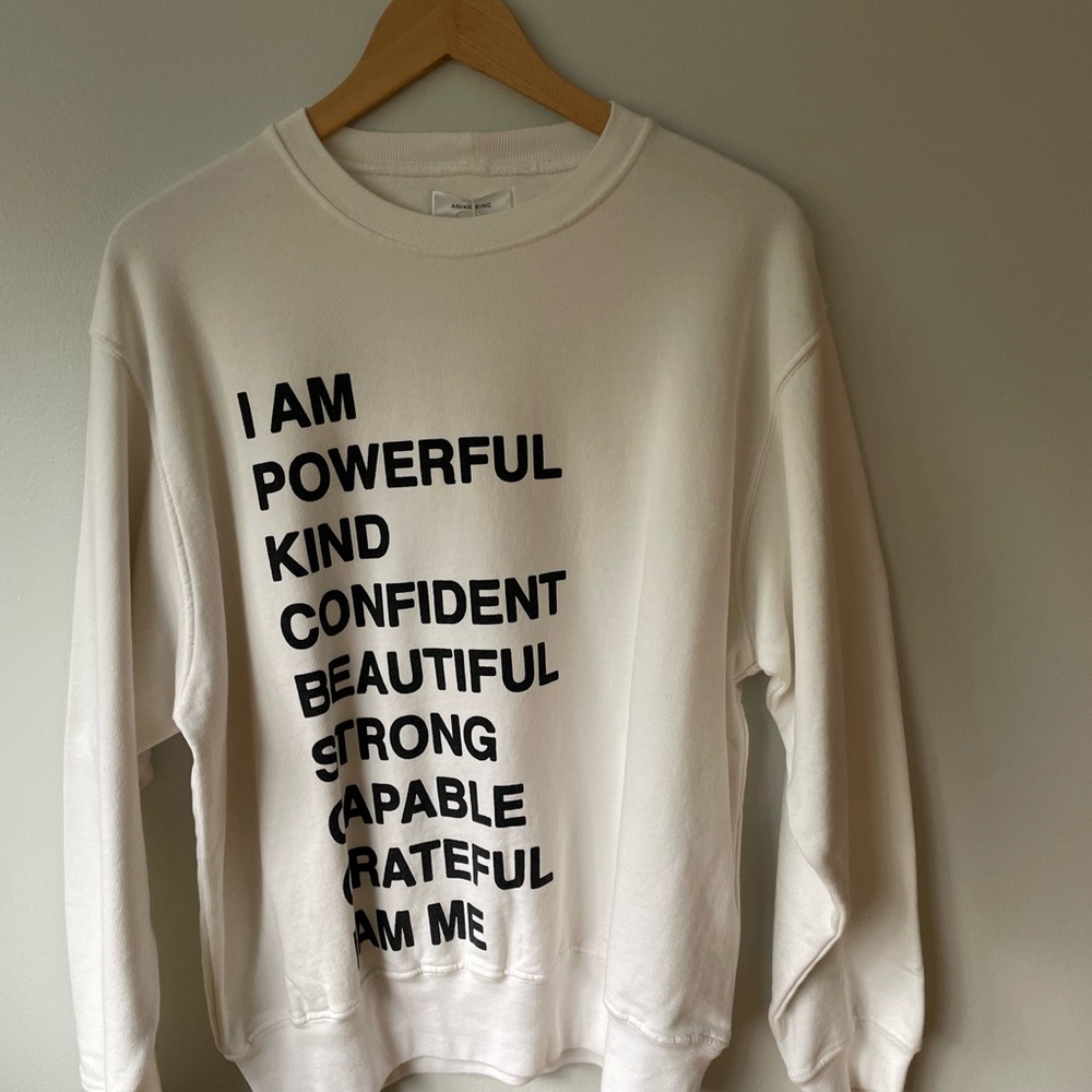 Anine Bing “I AM” Affirmation Sweatshirt Size M - Off White